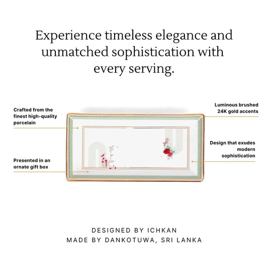 Rectangle Snack Tray/Platter Small | Red | Mughal Garden ICHKAN by Day To Day