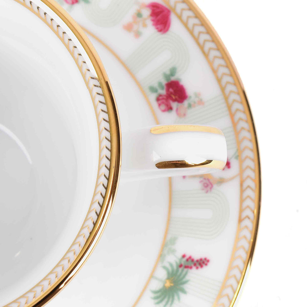 Tea Cup and Saucer Set 12 Pcs | Red | Mughal Garden ICHKAN by Day To Day