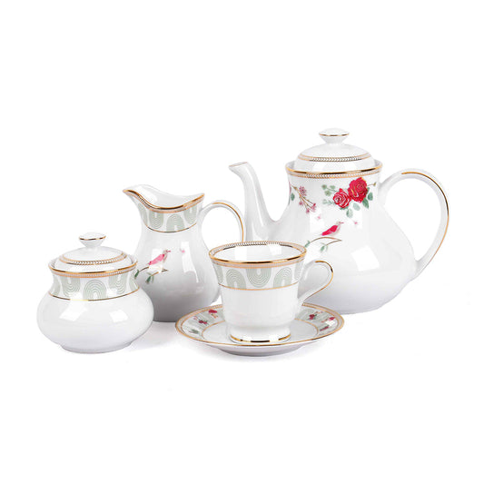 Tea Set 17 Pcs | Red | Mughal Garden ICHKAN by Day To Day