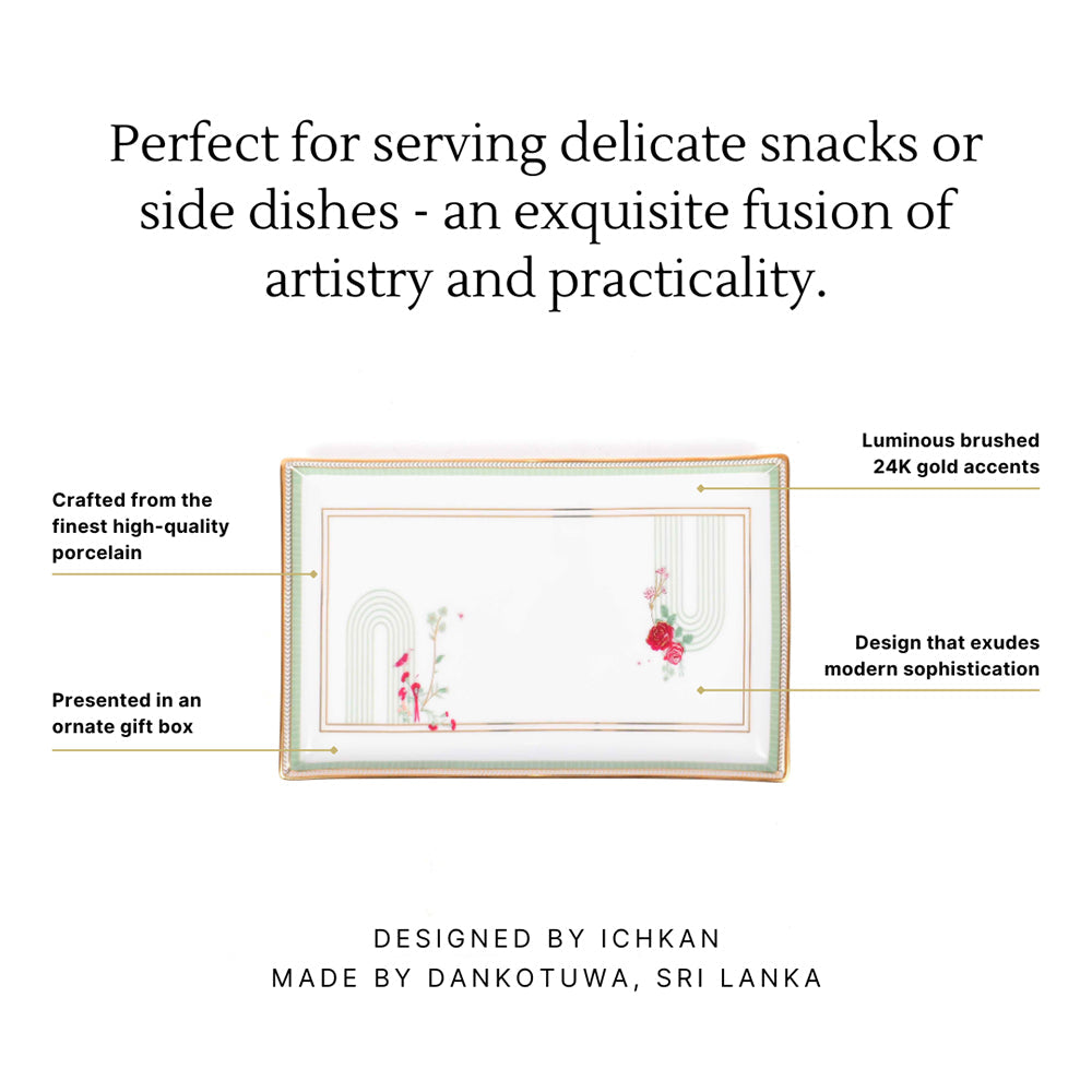 Rectangle Snack Tray/Platter Large | Red | Mughal Garden ICHKAN by Day To Day