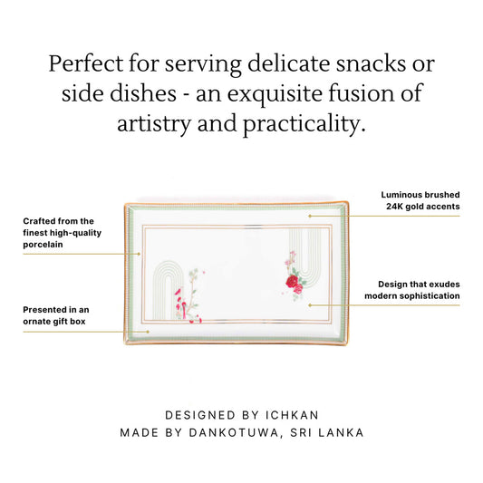 Rectangle Snack Tray/Platter Large | Red | Mughal Garden ICHKAN by Day To Day