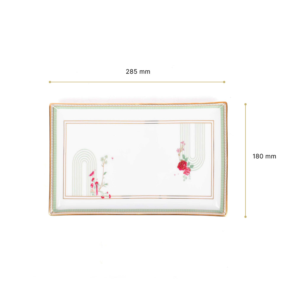 Rectangle Snack Tray/Platter Large | Red | Mughal Garden ICHKAN by Day To Day