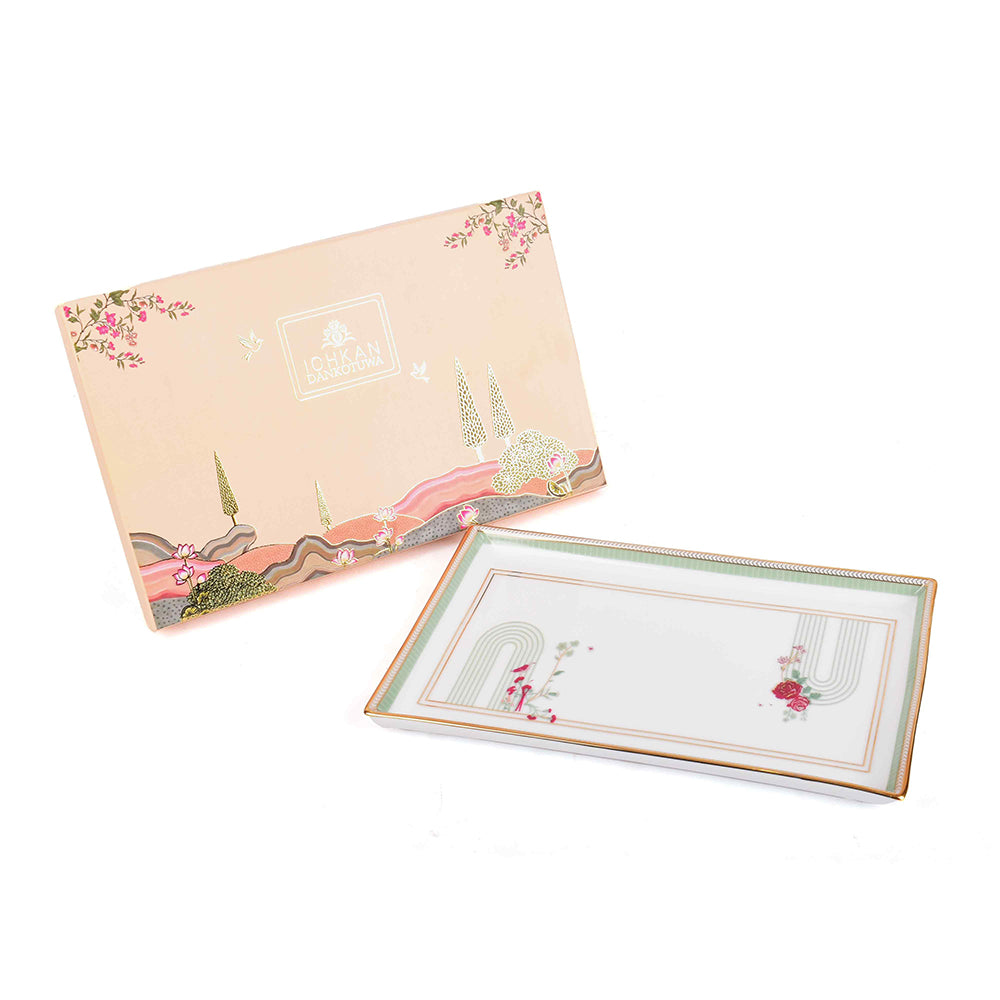 Rectangle Snack Tray/Platter Large | Red | Mughal Garden ICHKAN by Day To Day