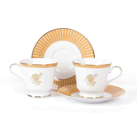 Tea Cup and Saucer Set 12 Pcs Bell Shape | Yellow | Mustard Iris ICHKAN by Day To Day