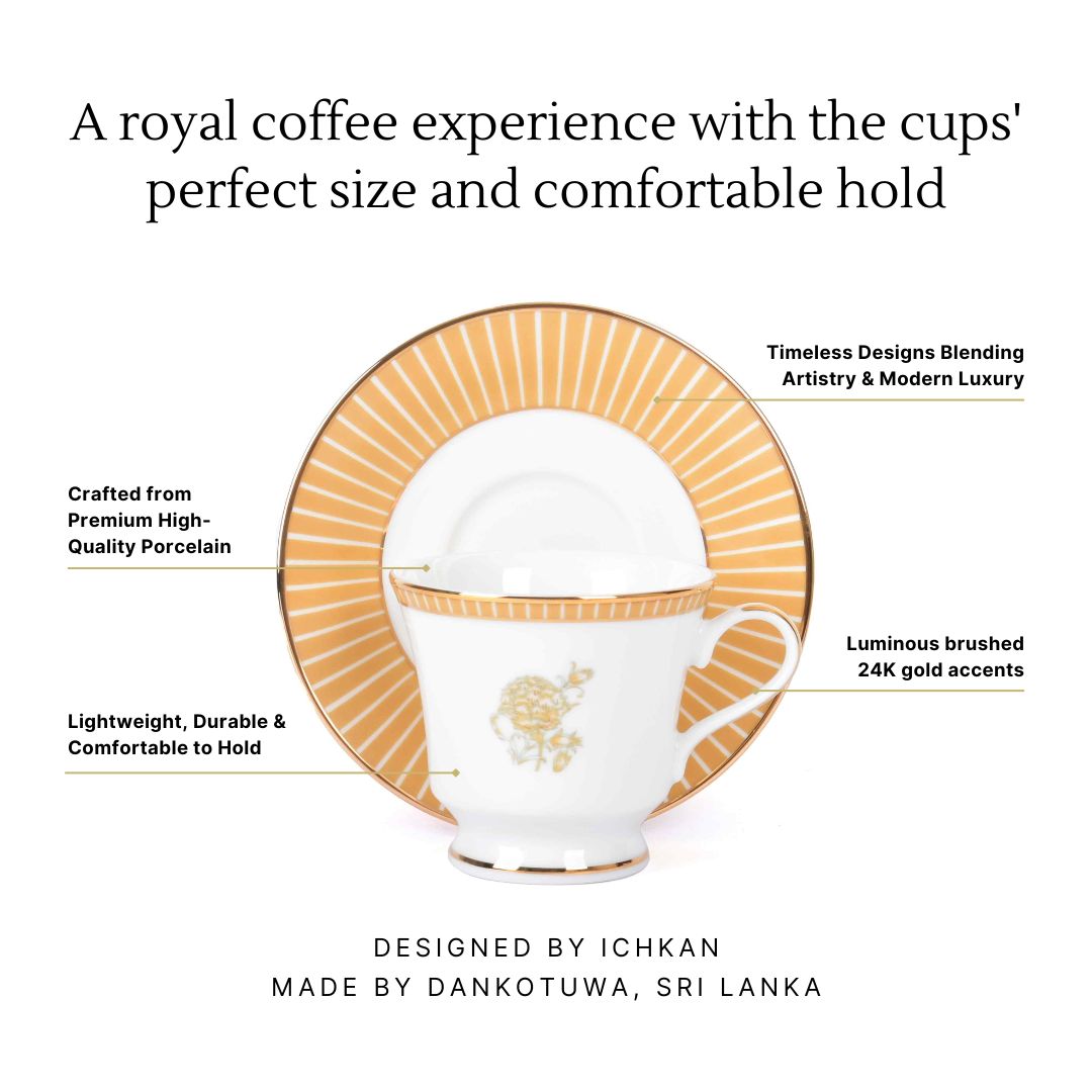 Tea Cup and Saucer Set 12 Pcs Bell Shape | Yellow | Mustard Iris ICHKAN by Day To Day