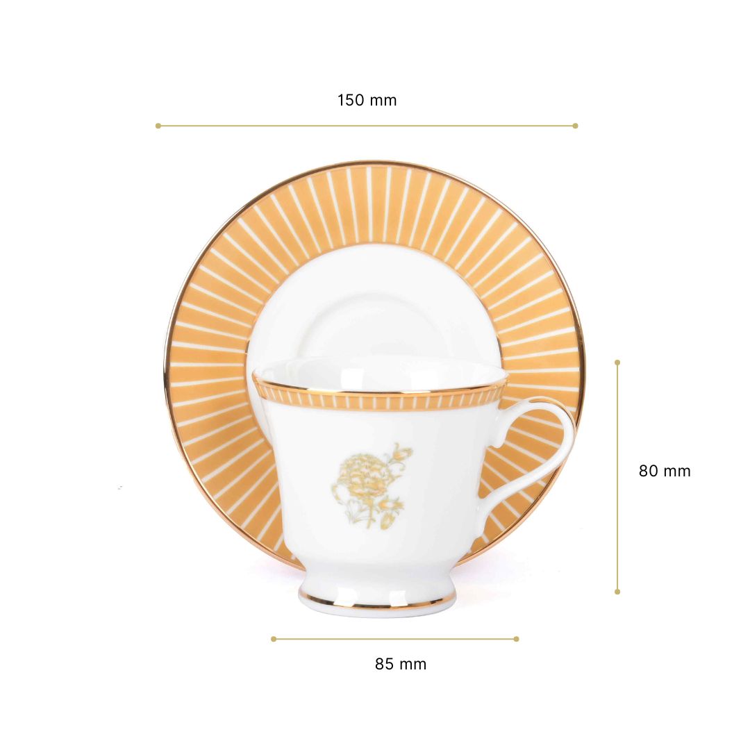 Tea Cup and Saucer Set 12 Pcs Bell Shape | Yellow | Mustard Iris ICHKAN by Day To Day