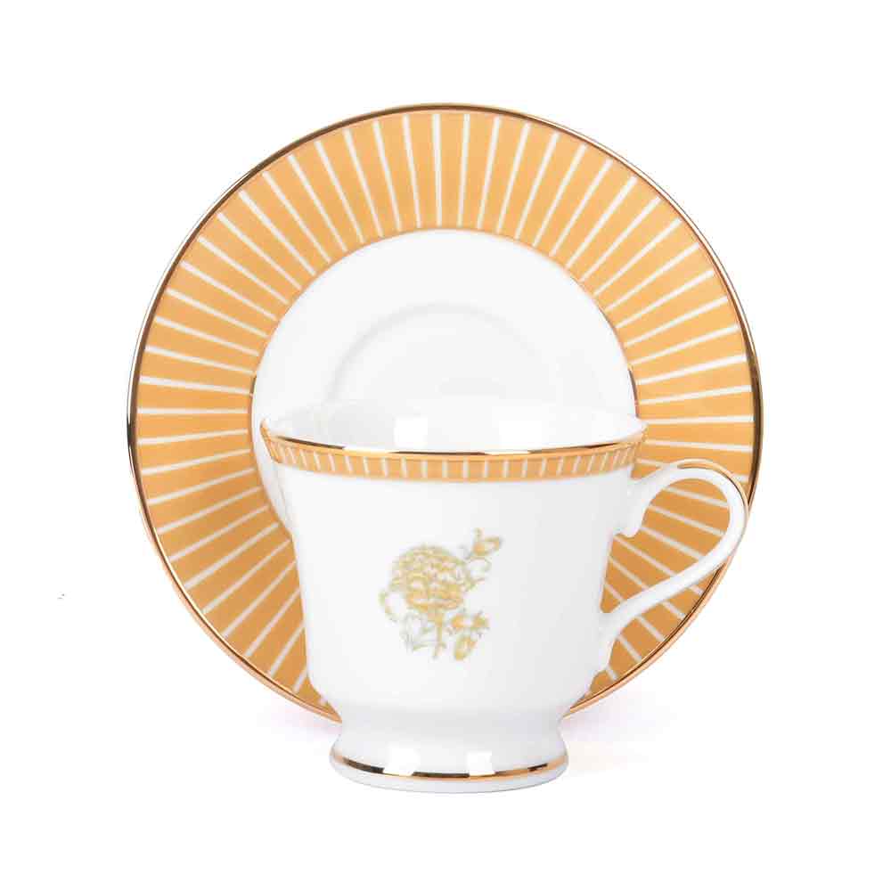 Tea Cup and Saucer Set 12 Pcs Bell Shape | Yellow | Mustard Iris ICHKAN by Day To Day