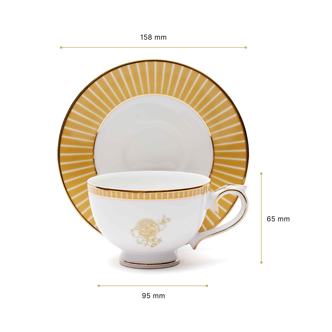 Tea Cup & Saucer 12pc | Yellow | Mustard Iris ICHKAN