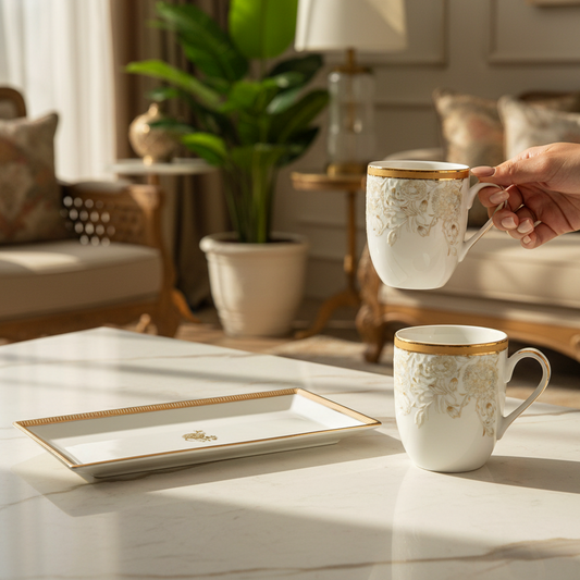 Coffee Mug and Snack Platter Combo - Gift Box | Yellow | Mustard Iris ICHKAN