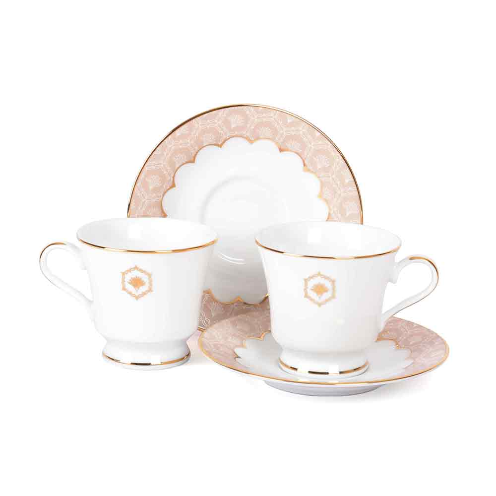 Tea Cup and Saucer Set 12 Pcs Bell Shape | Peach | Peach Legacy ICHKAN by Day To Day