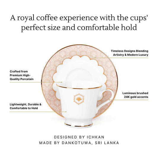 Tea Cup and Saucer Set 12 Pcs Bell Shape | Peach | Peach Legacy ICHKAN by Day To Day