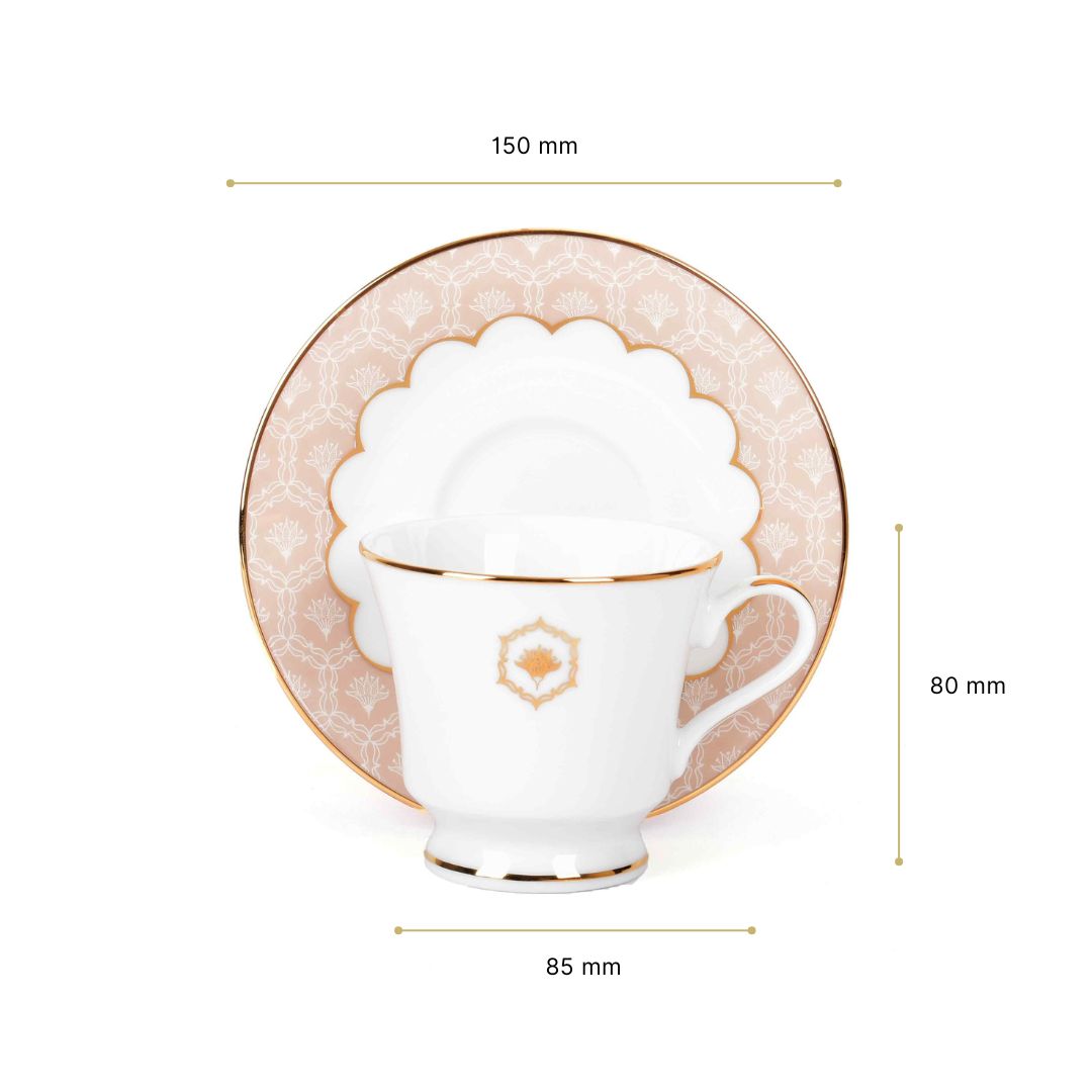 Tea Cup and Saucer Set 12 Pcs Bell Shape | Peach | Peach Legacy ICHKAN by Day To Day