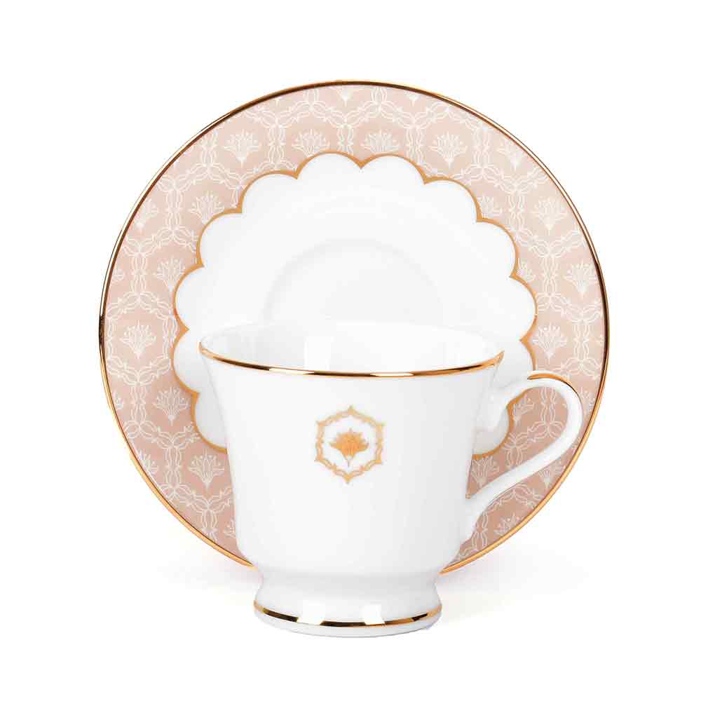 Tea Cup and Saucer Set 12 Pcs Bell Shape | Peach | Peach Legacy ICHKAN by Day To Day