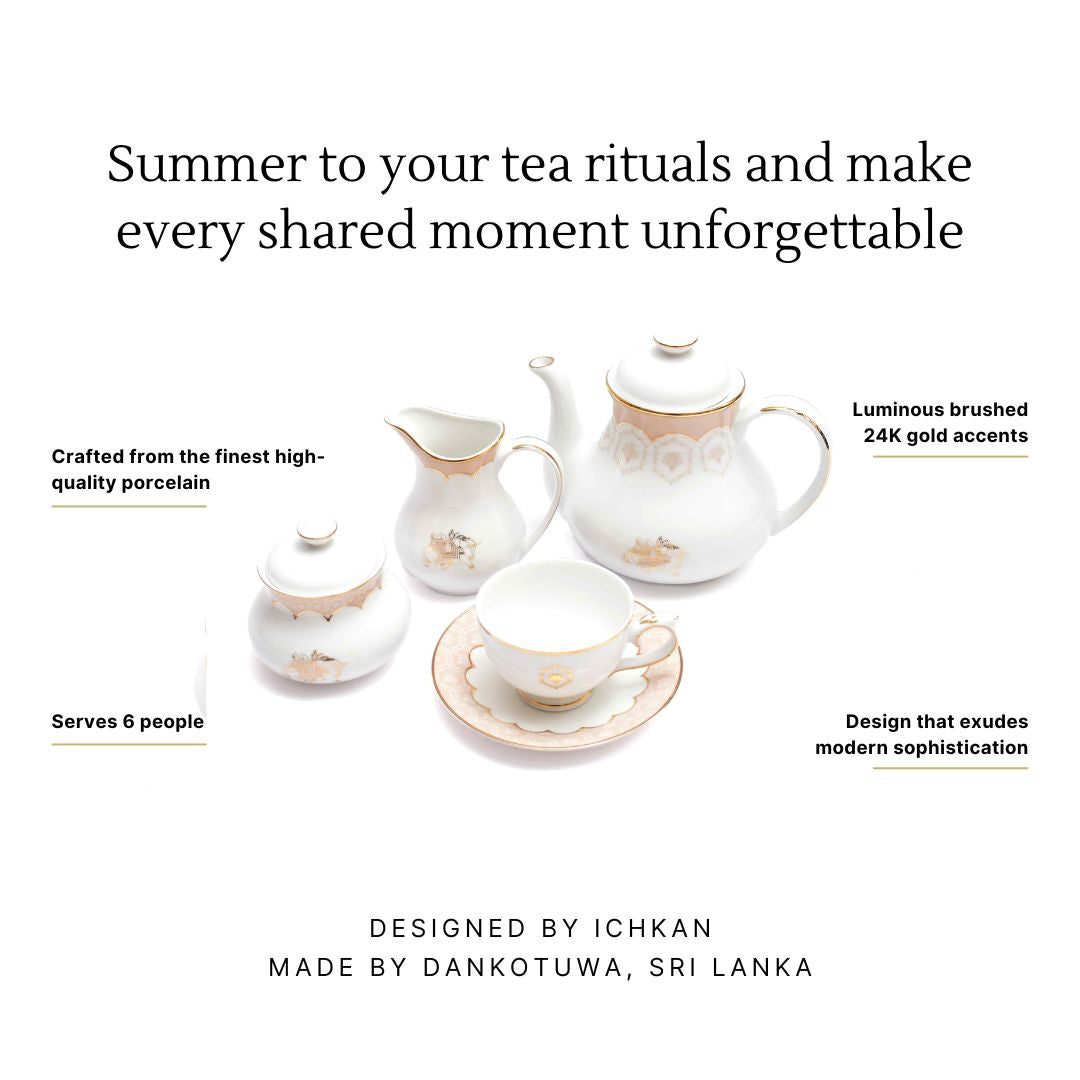 Tea Cup and Saucer Set 17 Pcs | Peach | Peach Legacy ICHKAN
