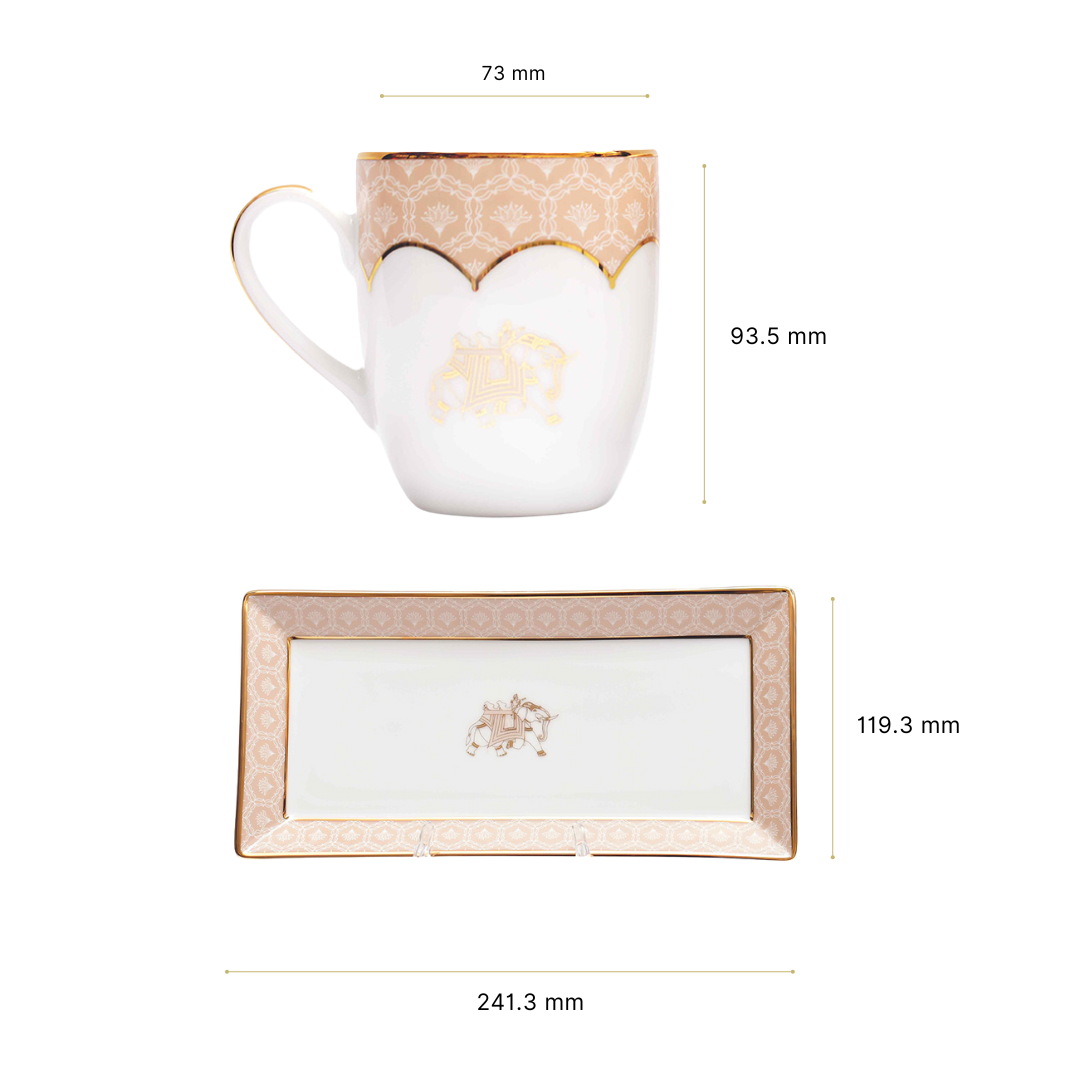 Coffee Mug and Snack Platter Combo - Gift Box | Peach | Peach Legacy ICHKAN