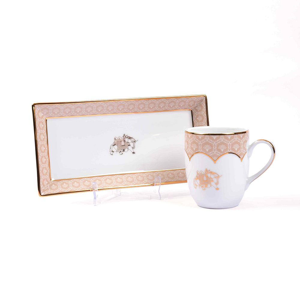 Coffee Mug and Snack Platter Combo - Gift Box | Peach | Peach Legacy ICHKAN