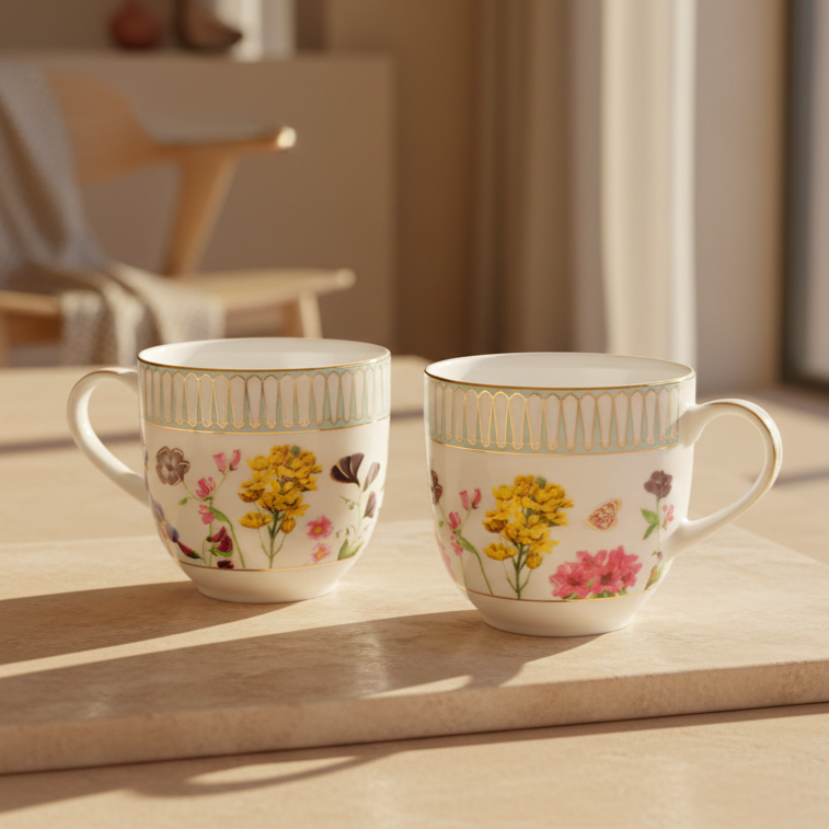 Pete's Coffee Mug Set of 4 - Gift Box | Yellow | Basant ICHKAN