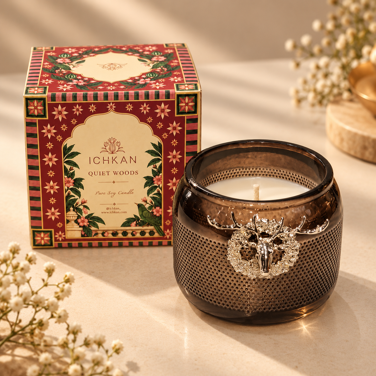 Quite Woods Scented Soy Wax Candle with Lid | Smokey Black ICHKAN by Day To Day
