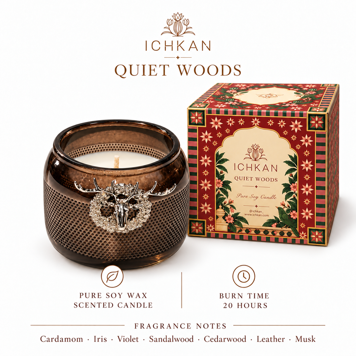 Quite Woods Scented Soy Wax Candle with Lid | Smokey Black ICHKAN by Day To Day