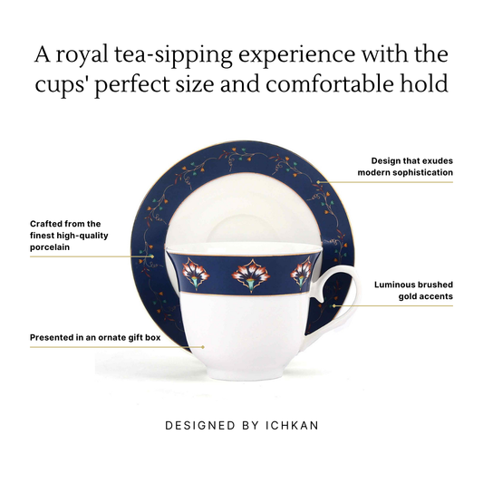 Tea Cup and Saucer Set 12 Pcs | Saaz | Ichkan Roots