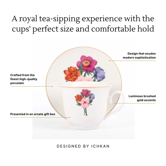 Tea Cup and Saucer Set 12 Pcs | Secret Garden | Ichkan Roots