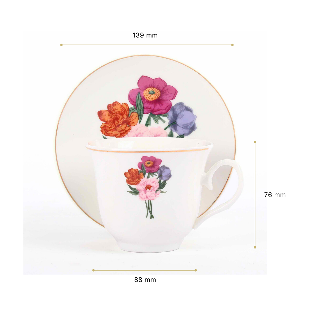 Tea Cup and Saucer Set 12 Pcs | Secret Garden | Ichkan Roots