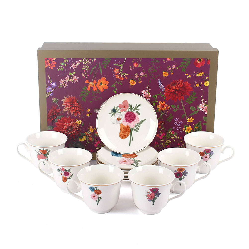 Tea Cup and Saucer Set 12 Pcs | Secret Garden | Ichkan Roots