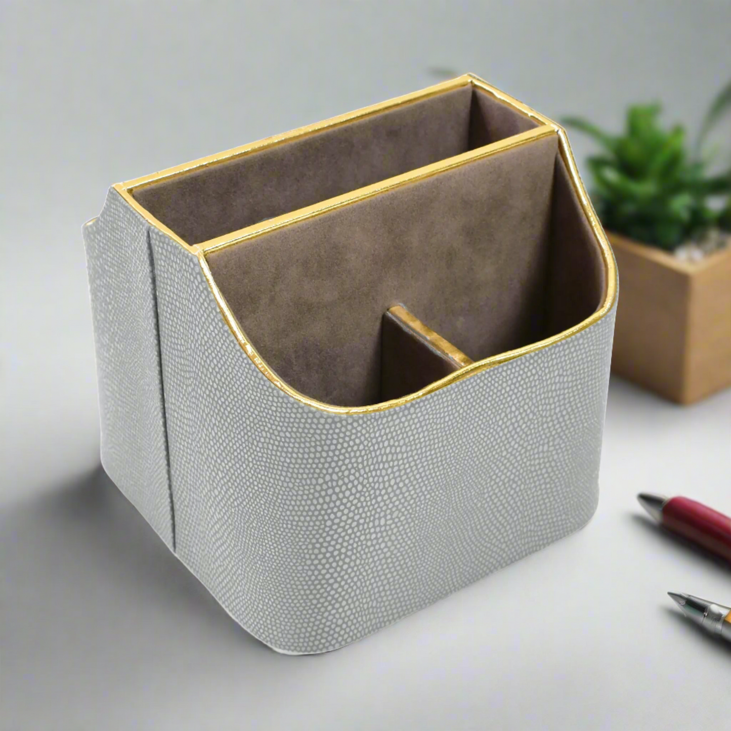 Leatherette Multi-Utility Rotating Holder Organiser | Grey | Serpentine Ichkan