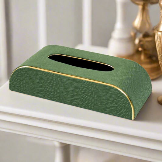 Leatherette Curve Tissue Holder | Olive Green | Serpentine Ichkan