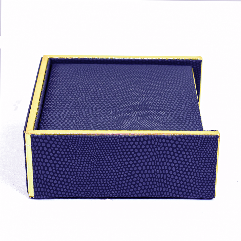 Leatherette Square Coasters Set of 6 | Blue | Serpentine Ichkan