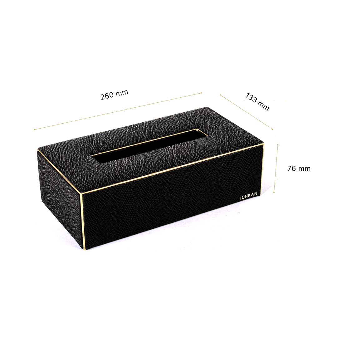 Leatherette Rectangle Tissue Box Holder | Black | Serpentine