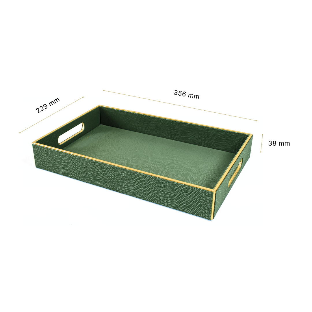 Leatherette Rectangle Serving Tray Small | Olive green | Serpentine