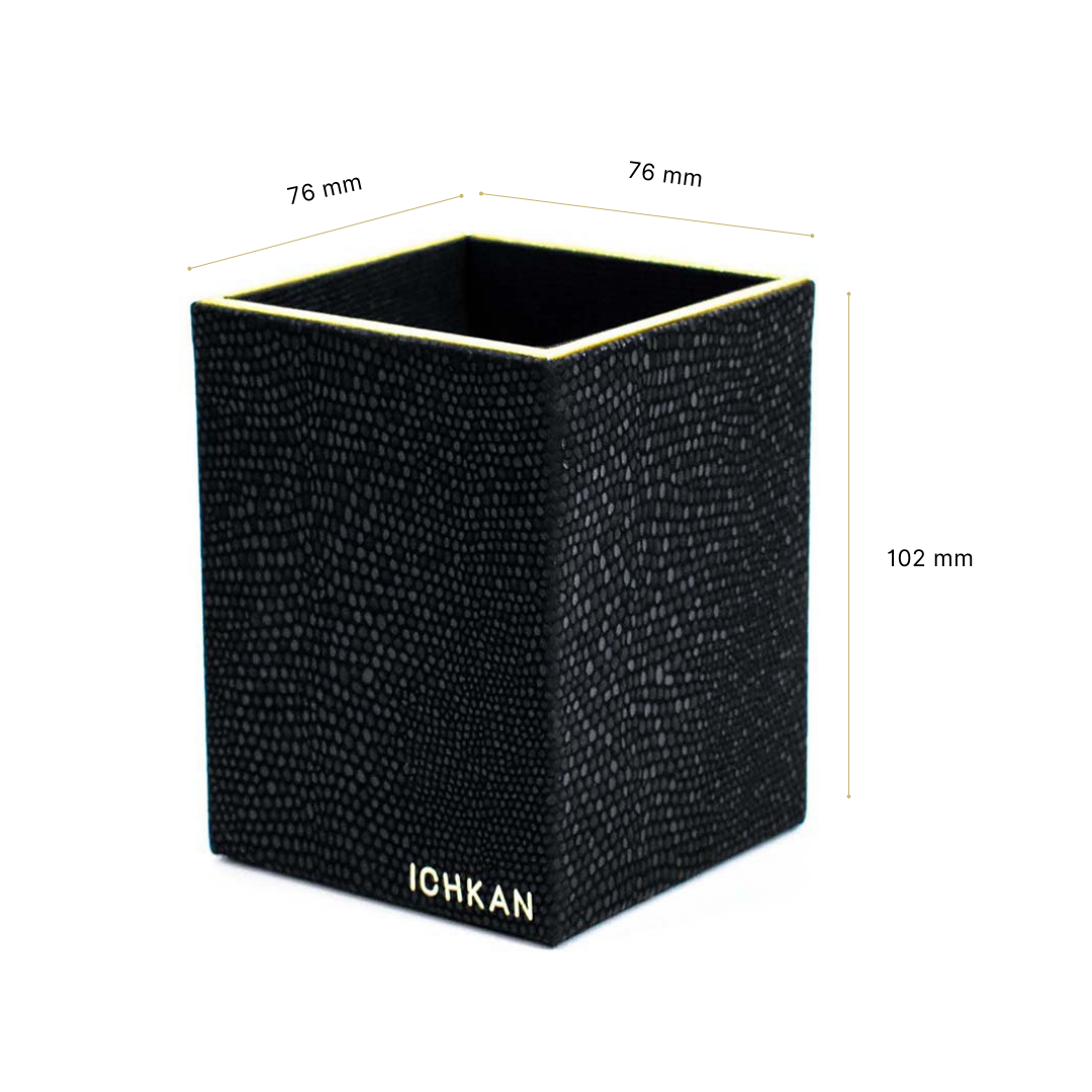 Leatherette Square Pen/Brush Holder | Black | Serpentine