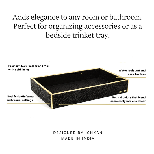 Leatherette Towel/Vanity Tray | Black | Serpentine