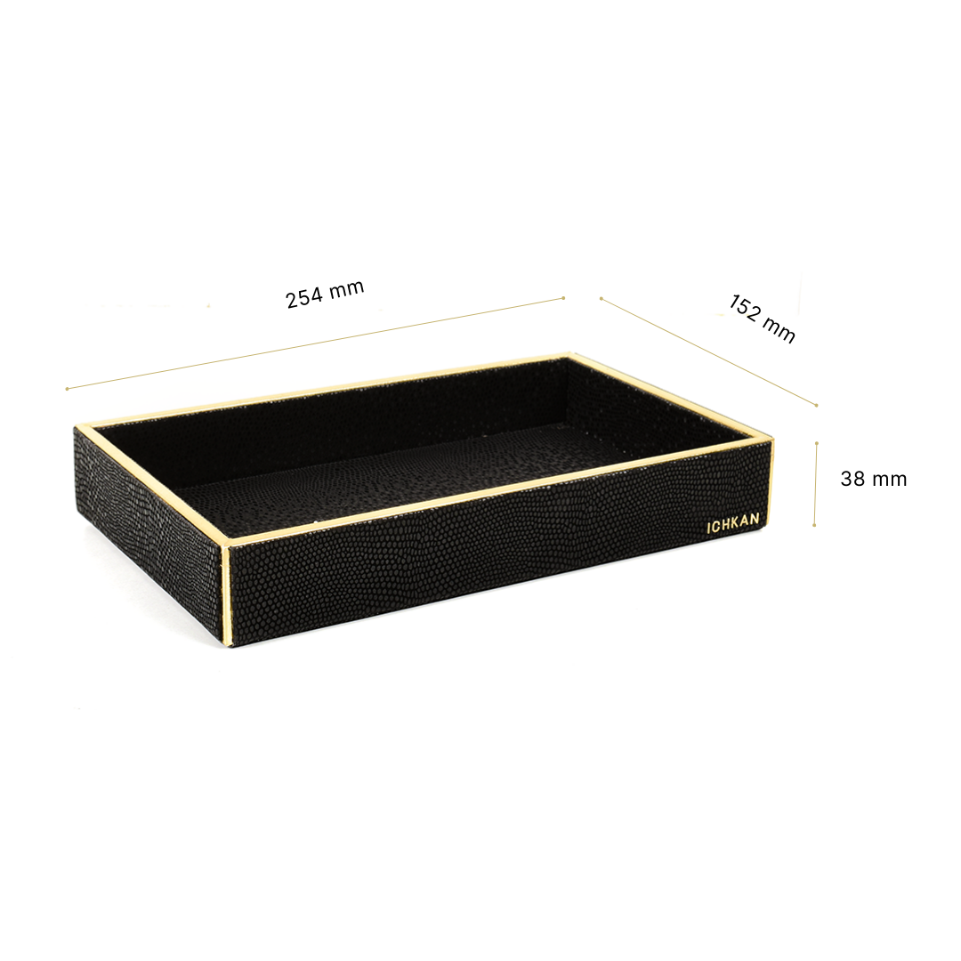 Leatherette Towel/Vanity Tray | Black | Serpentine