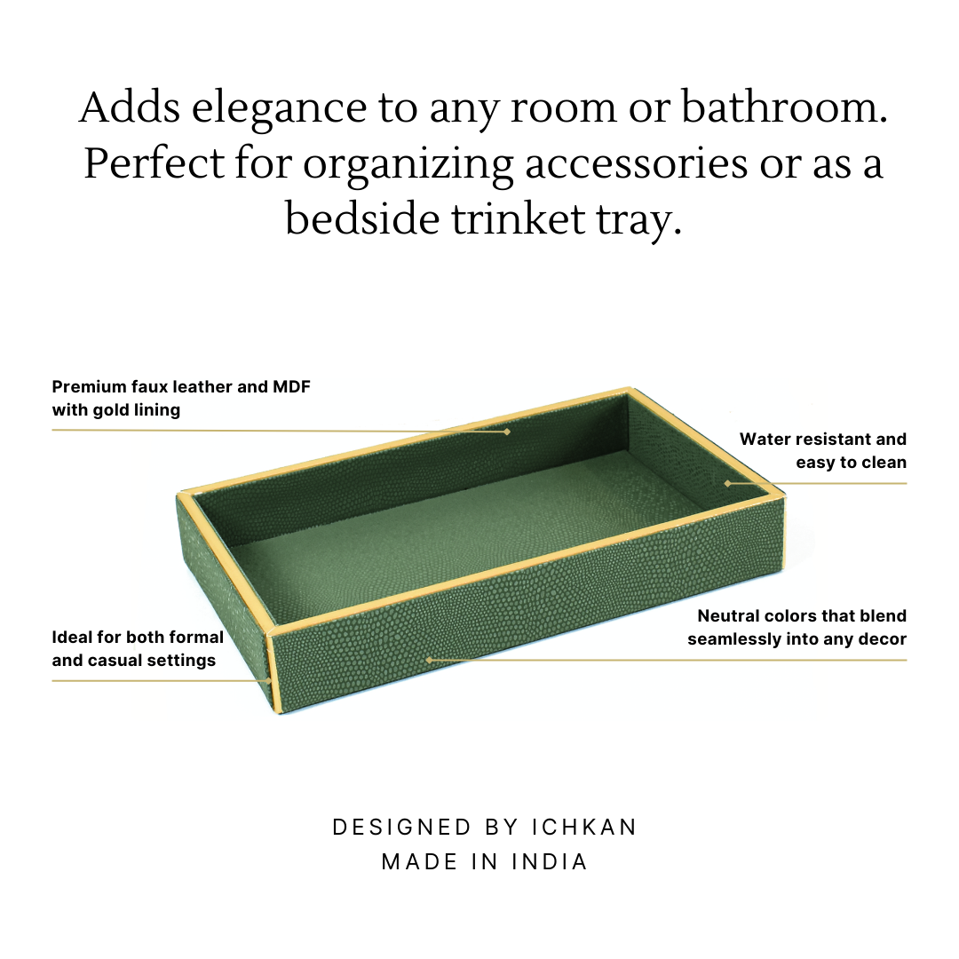 Leatherette Towel/Vanity Tray | Olive Green | Serpentine