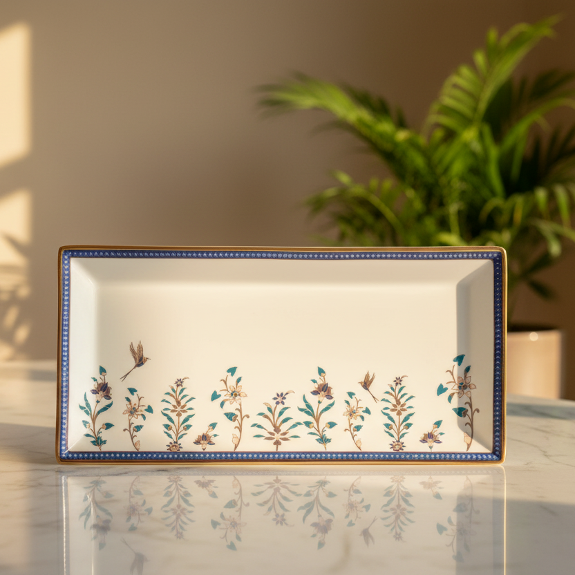 Rectangle Snack Tray/Platter Small | Green | Shahi ICHKAN by Day To Day