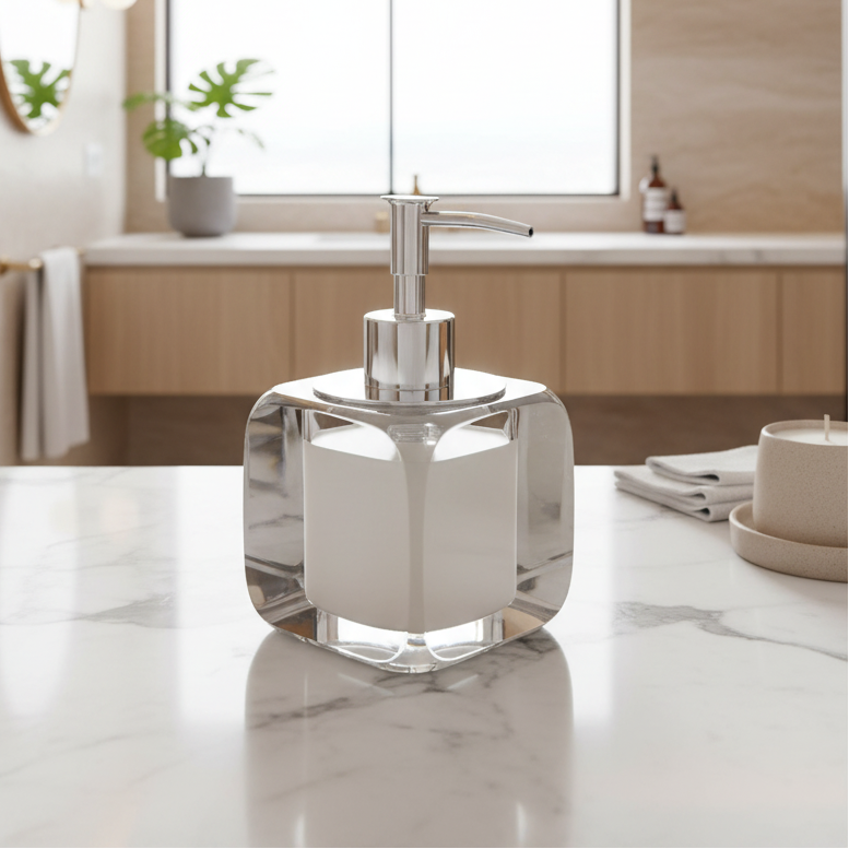 Crystal Square Soap Dispenser | Black | Crystal Powder Room Utility ICHKAN by Day To Day
