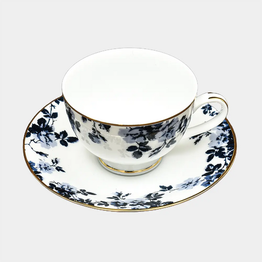 Tea Cup & Saucer 6pc | Blue | Zeneta Leaves ICHKAN
