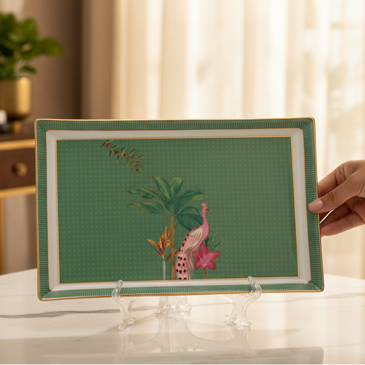 Rectangle Snack Tray/Platter Large | Green | Mayura ICHKAN