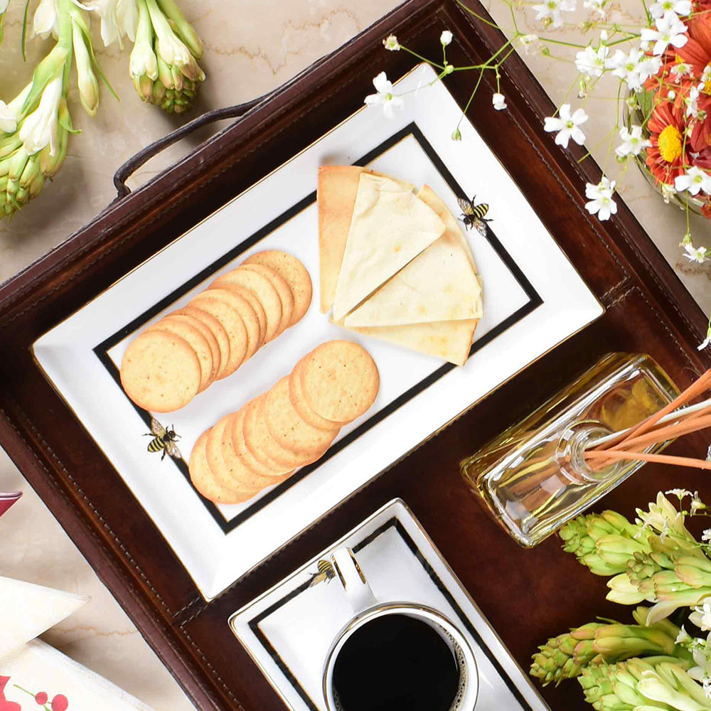 Rectangle Snack Tray/Platter Large | Black | Bee ICHKAN