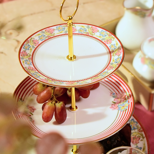 3 Tier Dessert Platter | Red | Floral Crest ICHKAN by Day To Day