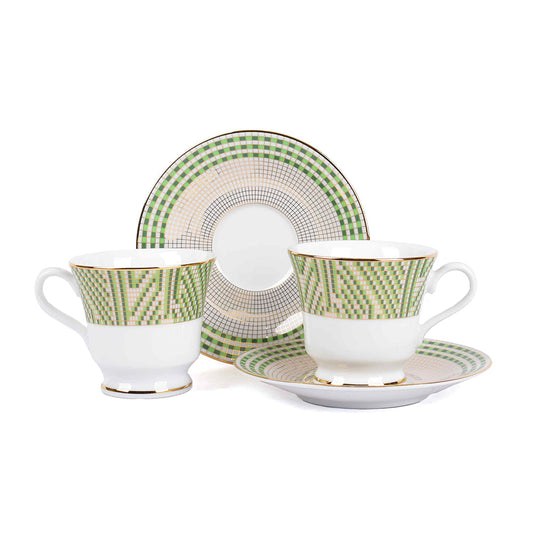 Tea Cup and Saucer Set 12 Pcs | Green | Verde ICHKAN by Day To Day