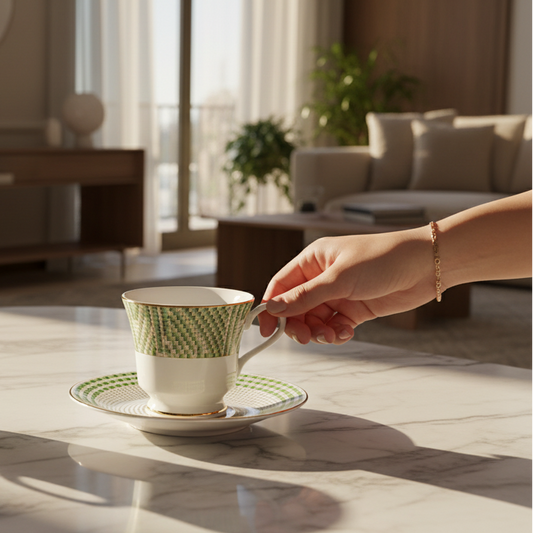 Tea Cup and Saucer Set 12 Pcs | Green | Verde ICHKAN by Day To Day