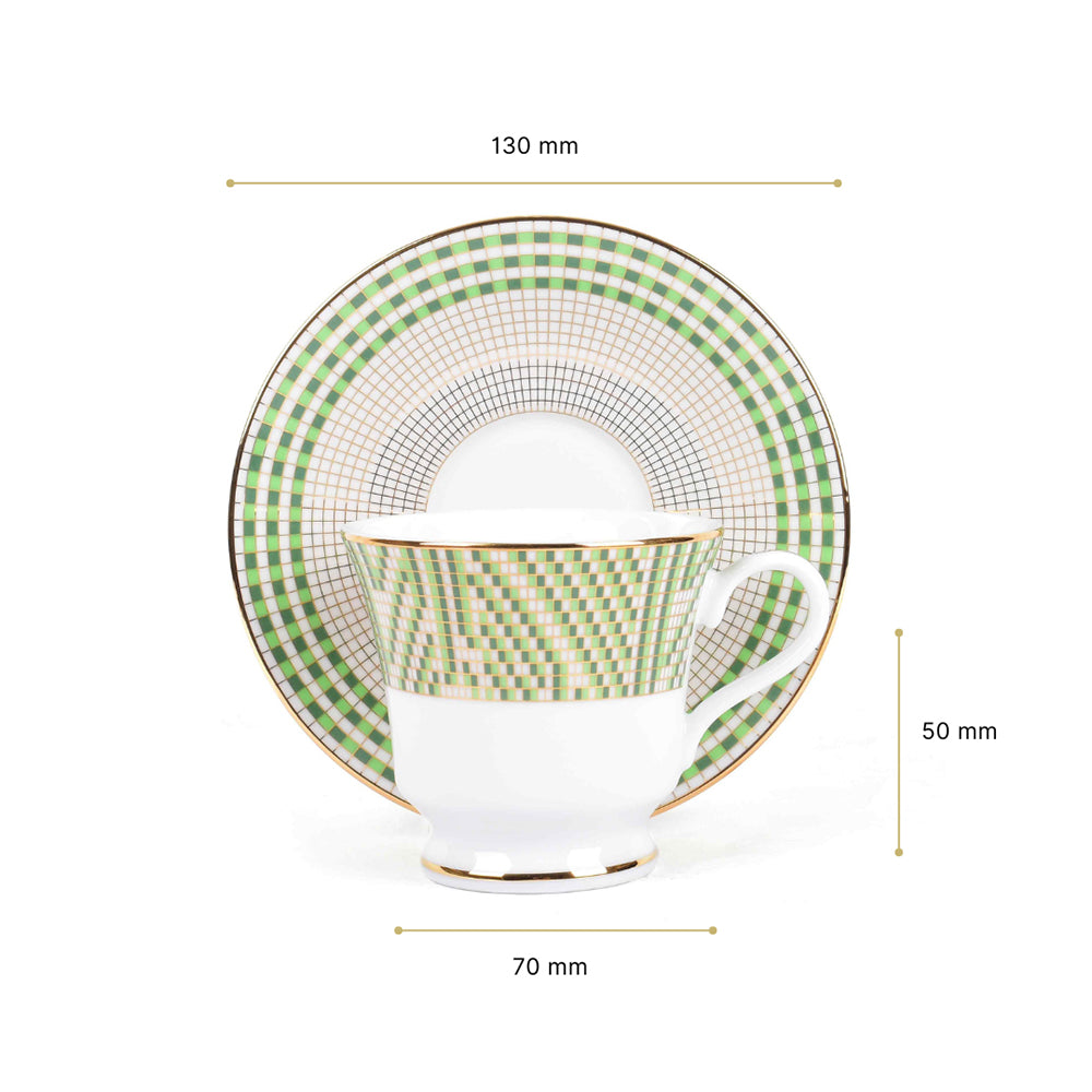Tea Cup and Saucer Set 12 Pcs | Green | Verde ICHKAN by Day To Day