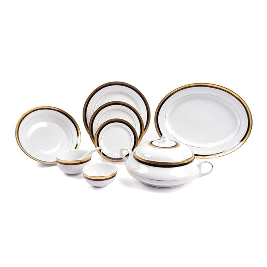 Porcelain Dinner Set 41pc | Black Gold | Vienna Blue ICHKAN by Day To Day