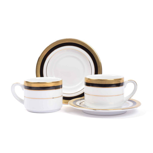 Tea Cup & Saucer Set 12pc | Black Gold | Vienna Blue ICHKAN by Day To Day