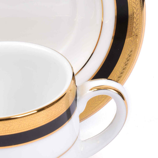 Tea Cup & Saucer Set 12pc | Black Gold | Vienna Blue ICHKAN by Day To Day