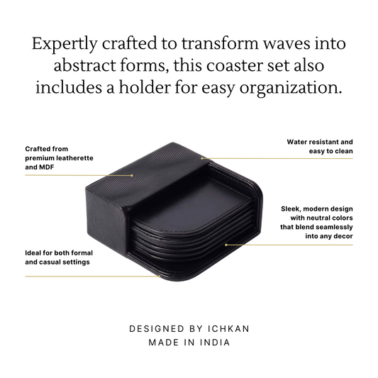 Coasters Set Of 6 | Black | Wave