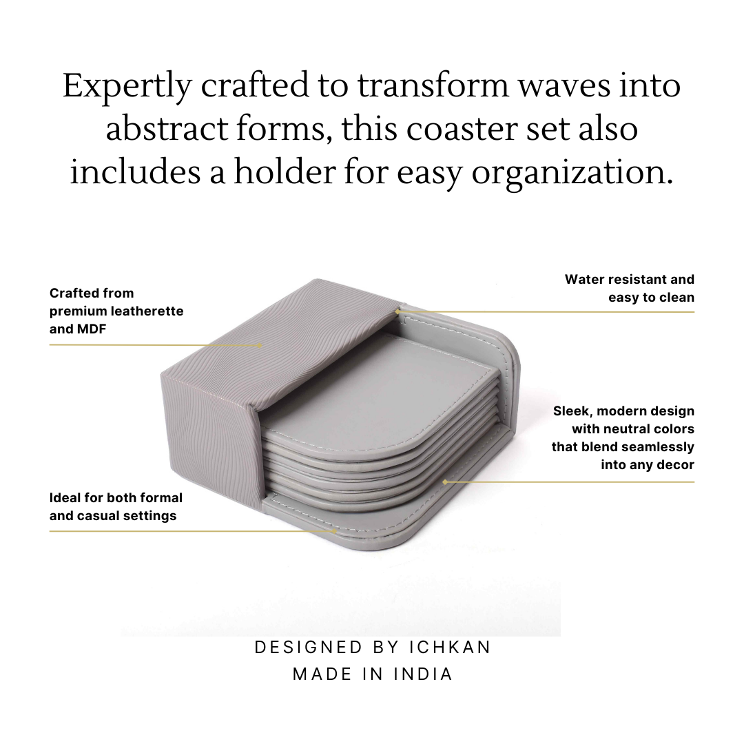 Coasters Set Of 6 | Grey | Wave